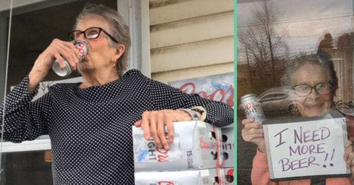 93 year old gets free beer after holding up sign saying she needed more during quarantine