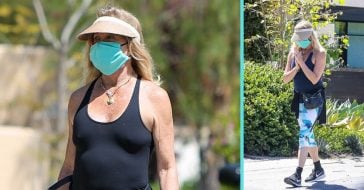 Goldie Hawn threw on a face mask and got back to her walking routine