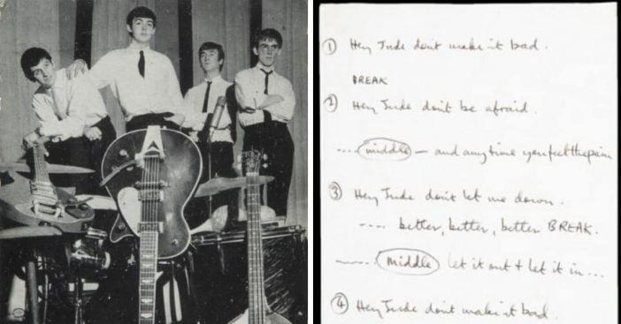 Handwritten Hey Jude lyrics sold at auction for 910000