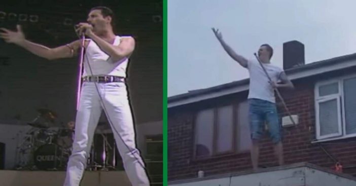 Man Recreates Freddie Mercury's Live Aid Performance During Coronavirus Lockdown
