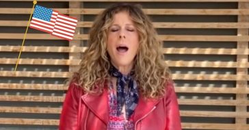 Rita Wilson performs the National Anthem after recovering from coronavirus