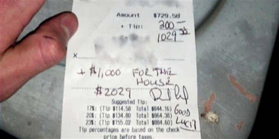 Man leaves $1,300 tip for struggling restaurant