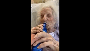 A video captured the moving and amusing moment this persistent grandma celebrated her victory