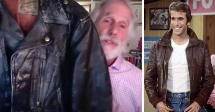 Henry Winkler shows off Fonzie leather jacket from Happy Days
