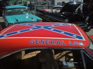 The General Lee car from Dukes of Hazzard bears a Confederate flag