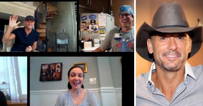 Tim McGraw surprises a group of nurses via video chat