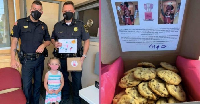3-year-old bakes and delivers cookies to first responders