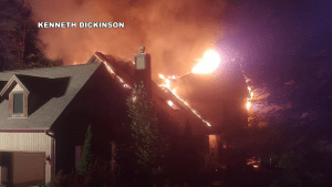 Flames could be seen from the roof of Rachael Ray's home
