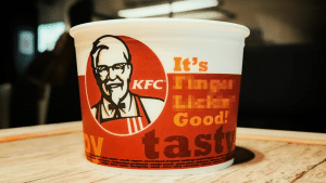 KFC blurred out part of the slogan in some ad campaigns around the world, which it also dropped in America back in March