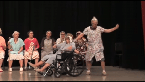 One of these truly elderly high school "seniors" pulled off impressive moves