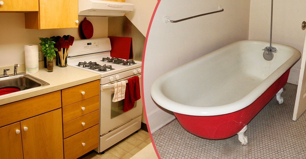 nyc apartments bath tub in kitchen