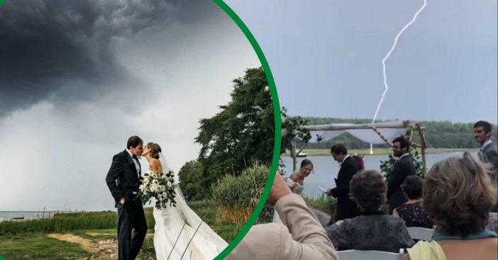 groom makes joke that 2020 isnt the best year and lightning strikes at wedding