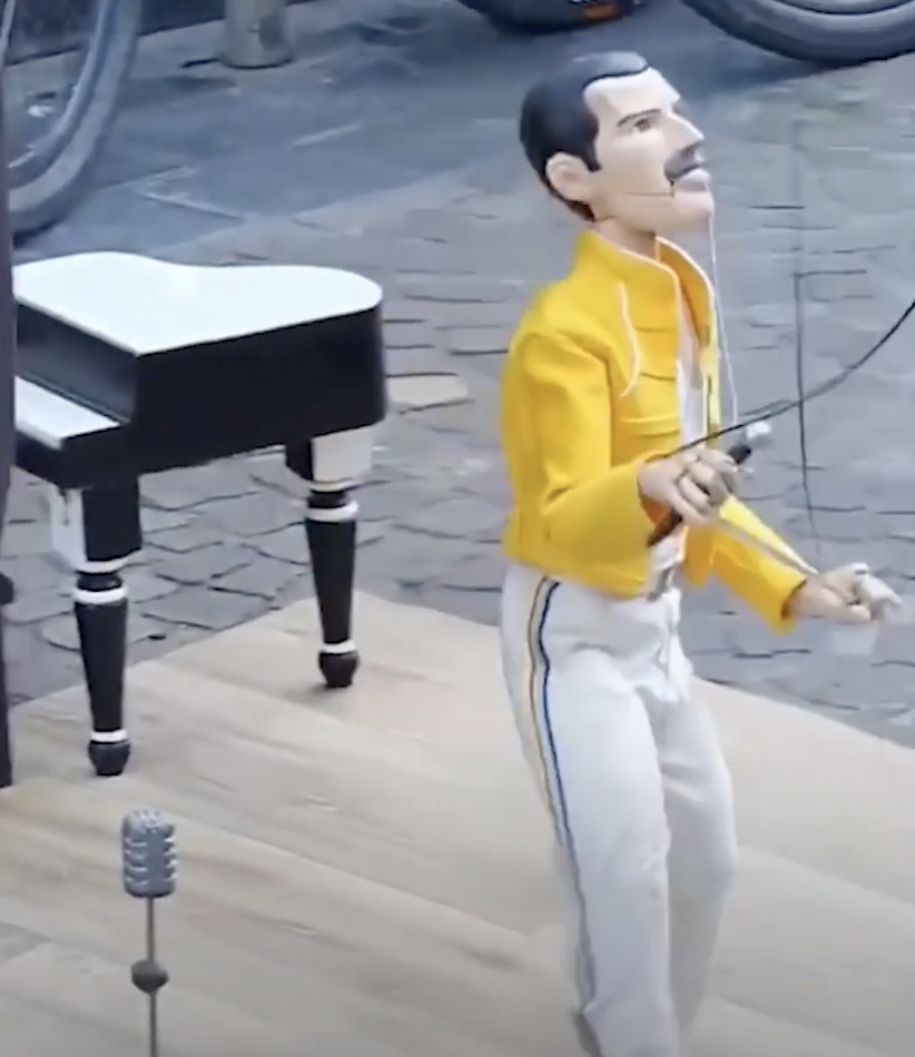 Life Like Marionette Puppet Of Freddie Mercury Performs Queen Songs