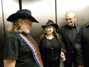 Willie Nelson, Bobbie Nelson, and drummer Paul English 