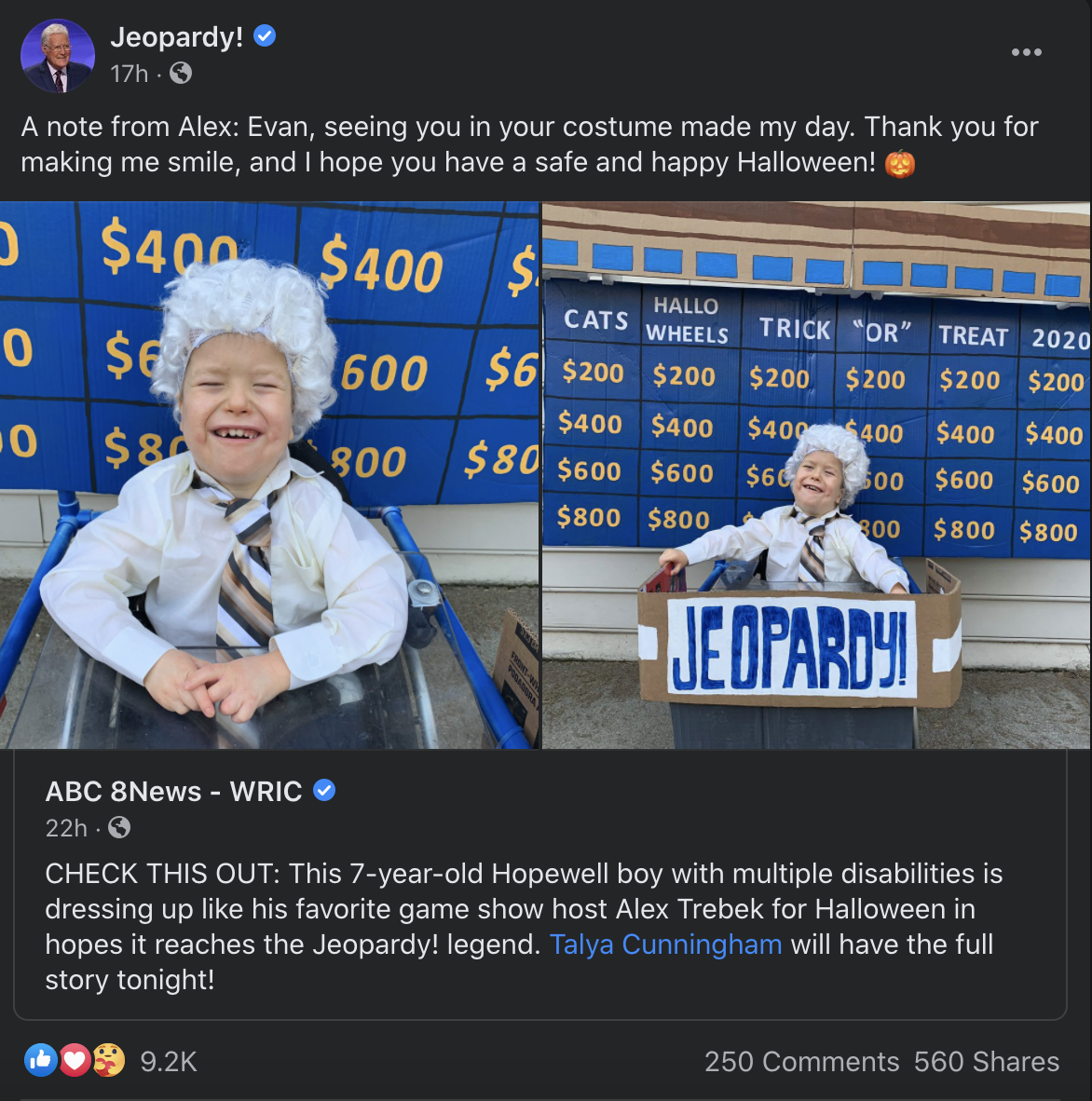 7-Year-Old 'Jeopardy!' Fan Dresses Up As Alex Trebek For Halloween, Gets Sweet Message In Return