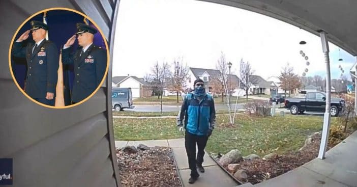 delivery driver salutes home of air force member (1)