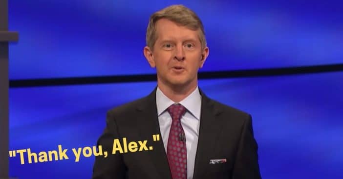 ken jennings signs off jeopardy with _thank you alex_