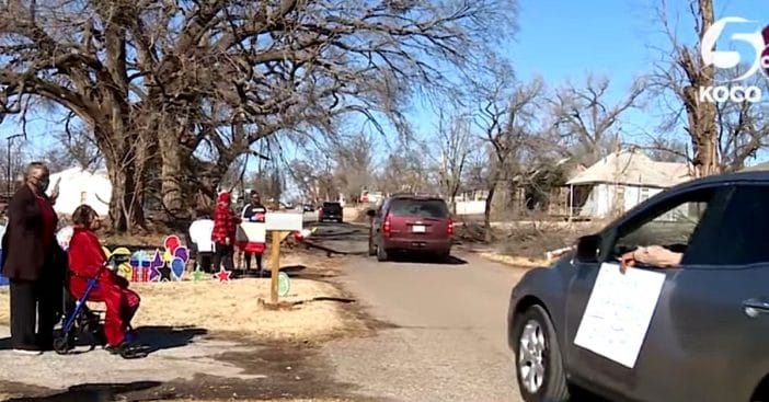 A car parade to celebrate a very special birthday