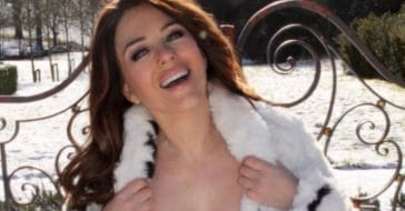elizabeth hurley topless photo braves the cold