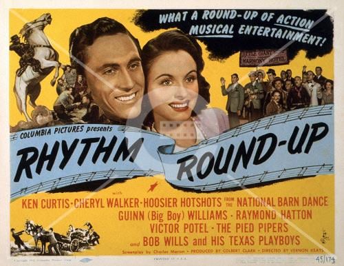 RHYTHM ROUND-UP, US lobbycard, from left: Ken Curtis, Cheryl Walker