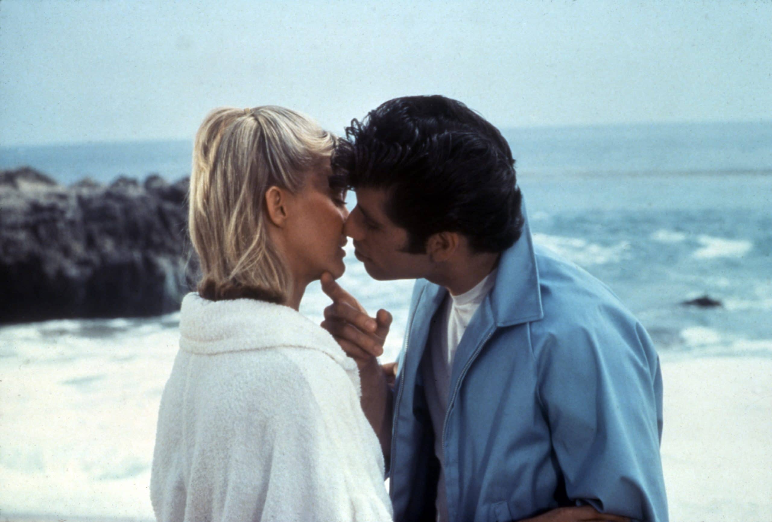 GREASE, Olivia Newton-John, John Travolta kissing scene 