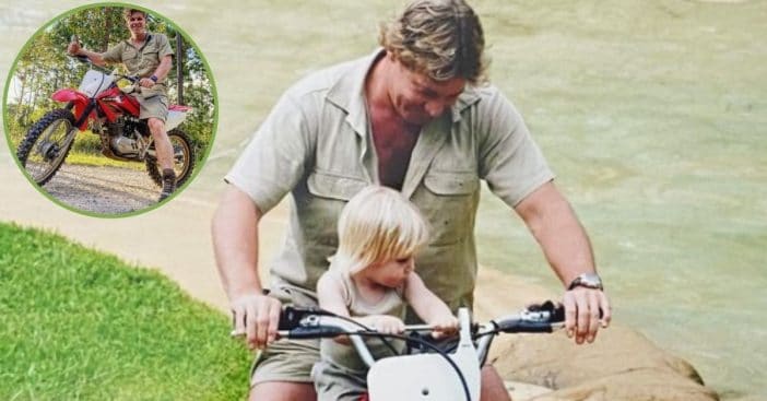 robert irwin recreates steve irwin's motorbike photo