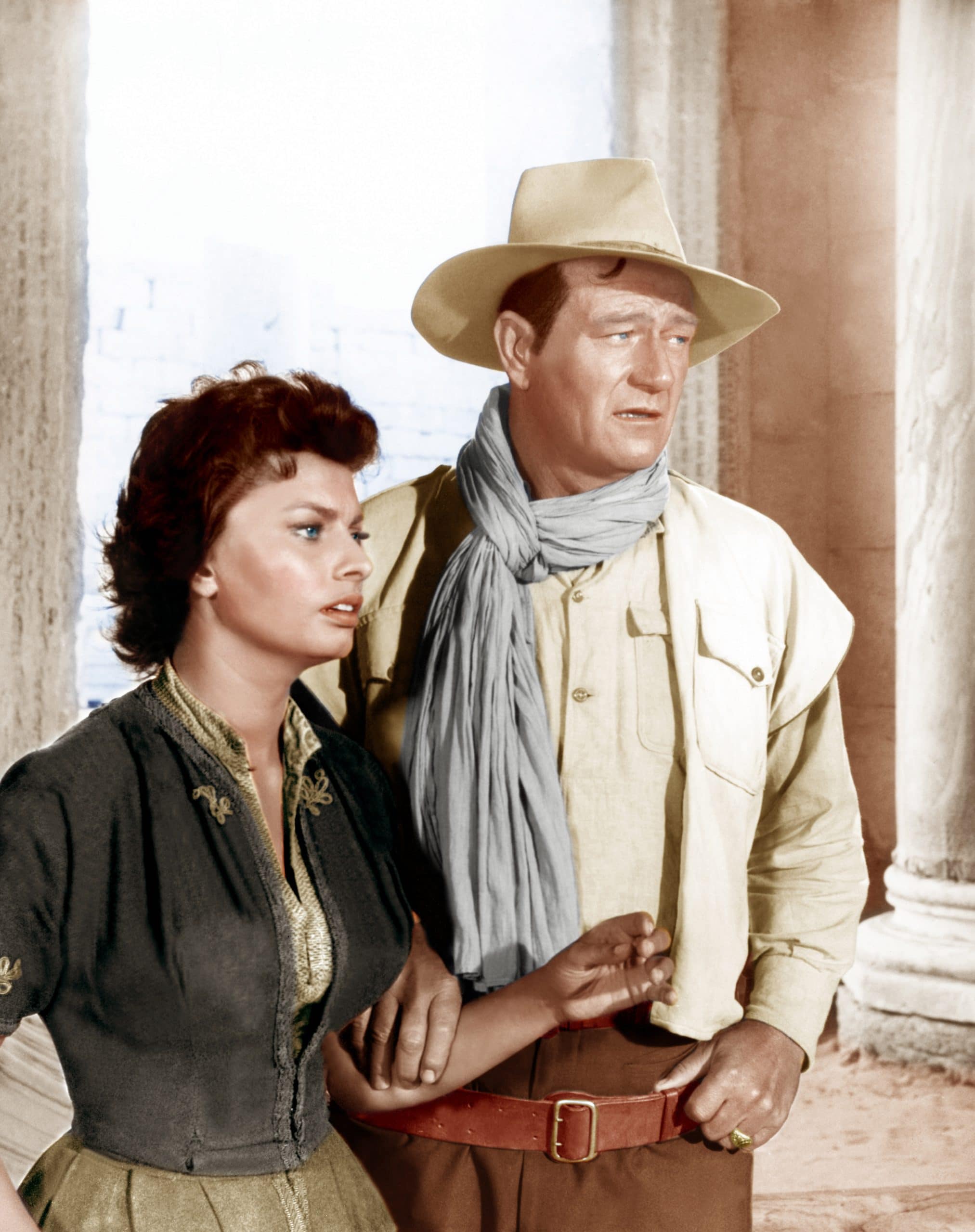 LEGEND OF THE LOST, from left: Sophia Loren, John Wayne, 1957