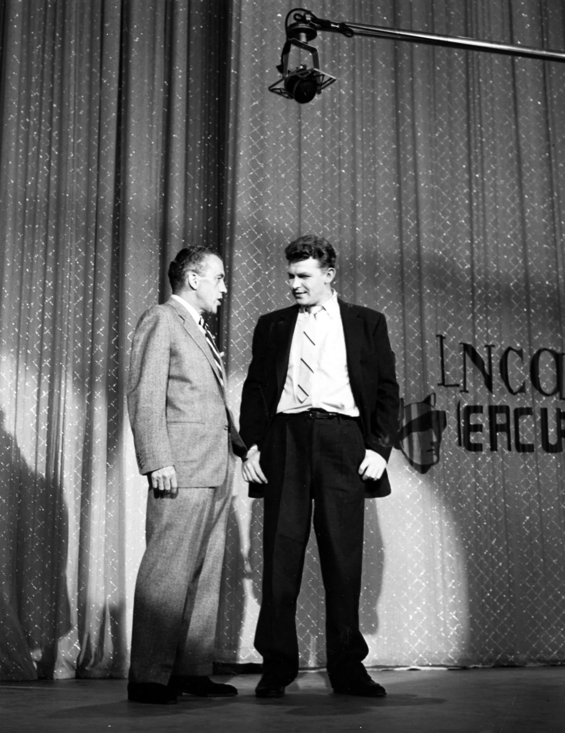 THE ED SULLIVAN SHOW, (aka TOAST OF THE TOWN), from left: Ed Sullivan, Andy Griffith