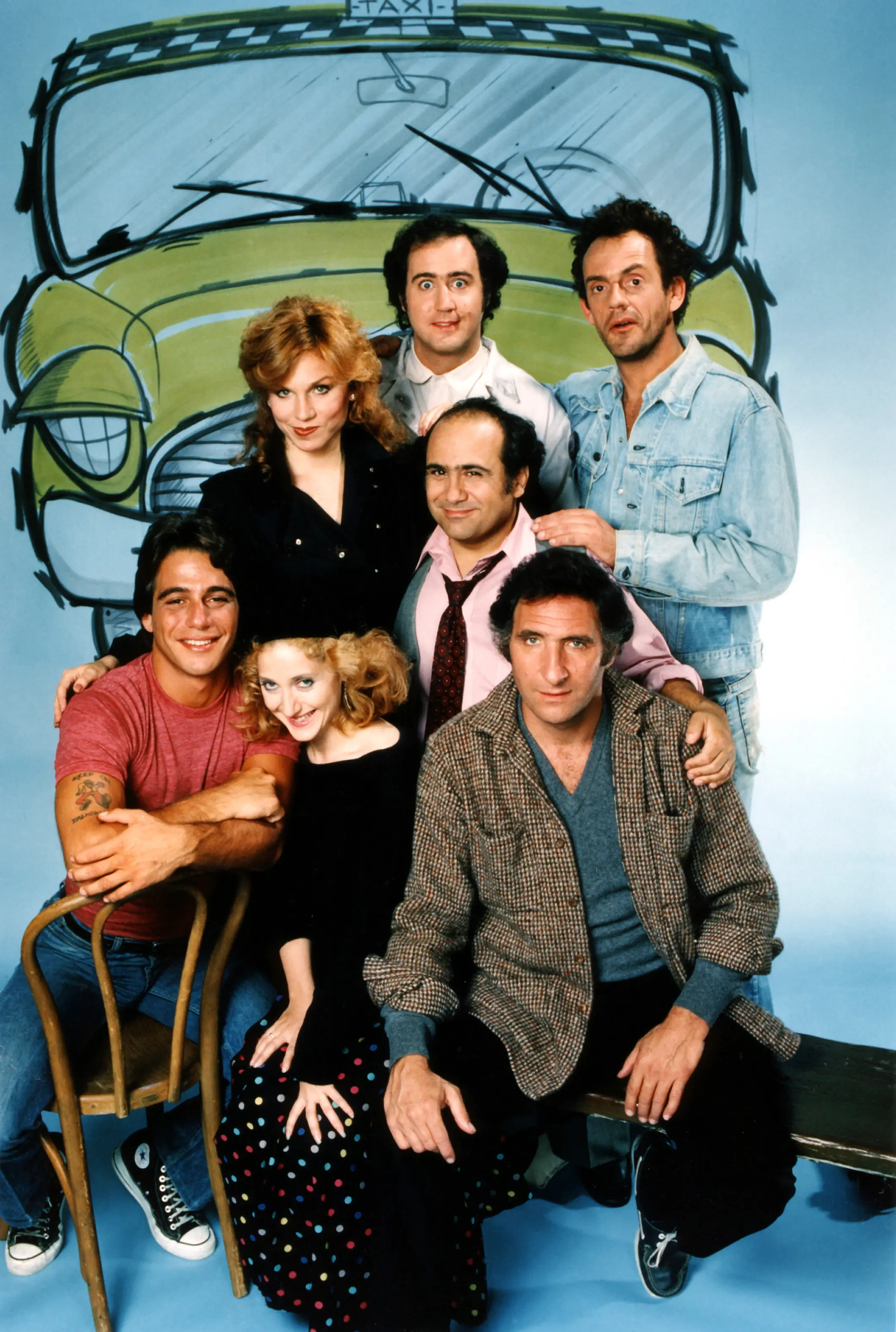  Tony Danza, Carol Kane, Judd Hirsch, Marilu Henner, Danny DeVito, Andy Kaufman, Christopher Lloyd taxi cast