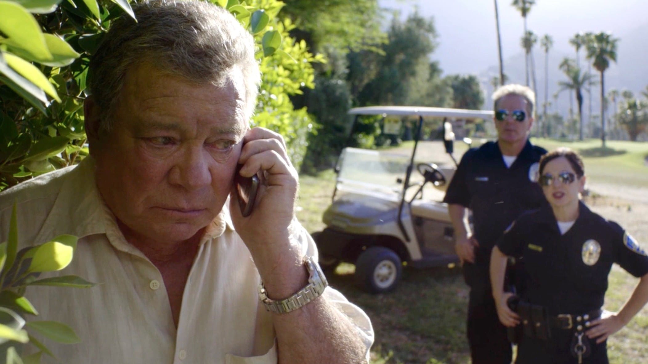 SENIOR MOMENT, from left: William Shatner, David Shatraw, Melissa Greenspan