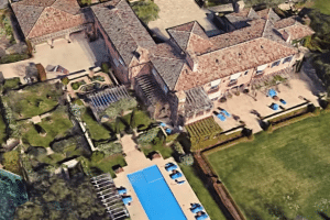 A satelite image of the California mansion owned by Prince Harry and Duchess Meghan