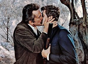 The kiss of death between Alex Cord and Kirk Douglas