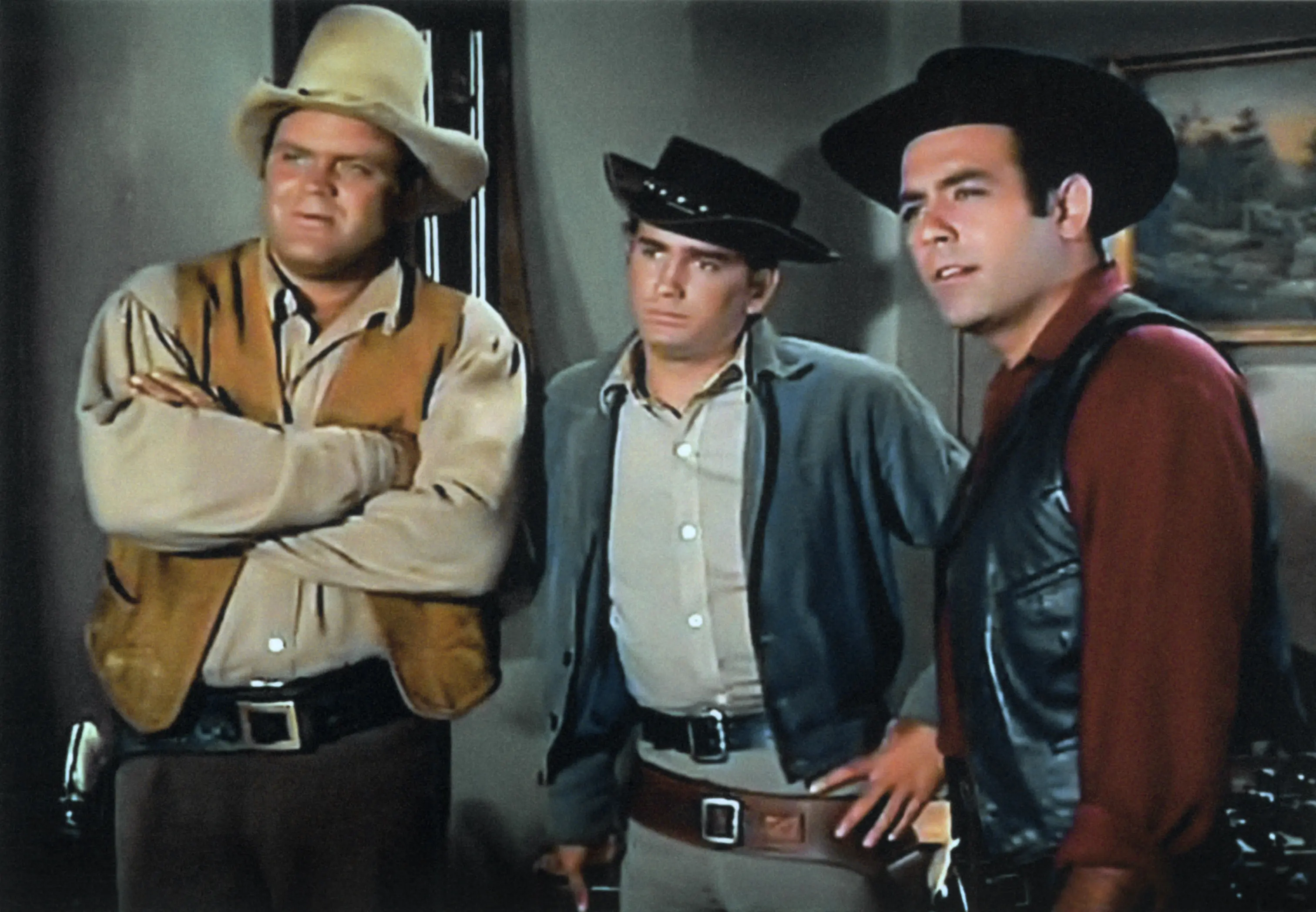 BONANZA, (from left): Dan Blocker, Michael Landon, Pernell Roberts, 1959-1973