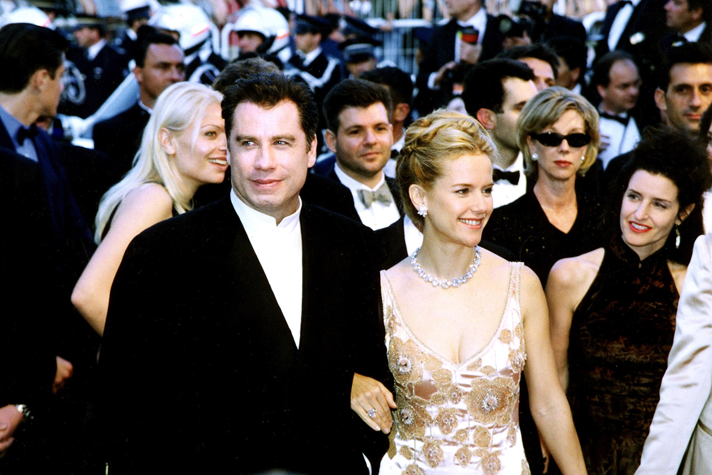 John Travolta, Kelly Preston at Cannes Film Festival, 1998