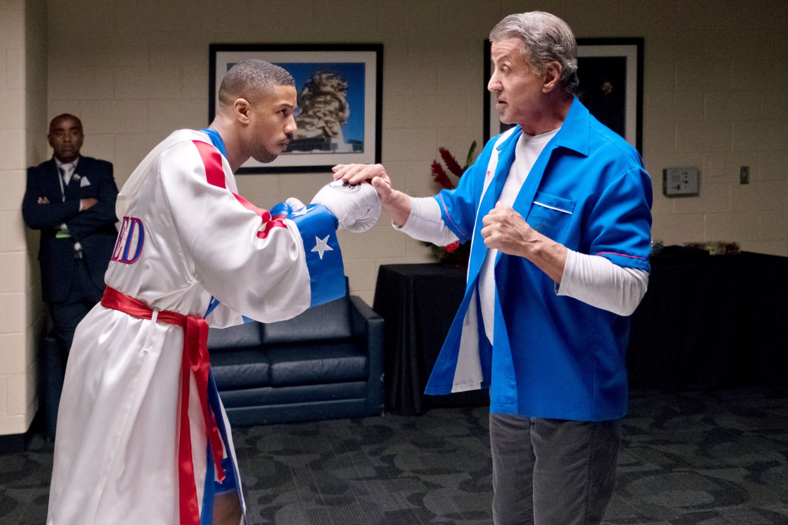 CREED II, (from left): Michael B. Jordan, Sylvester Stallone