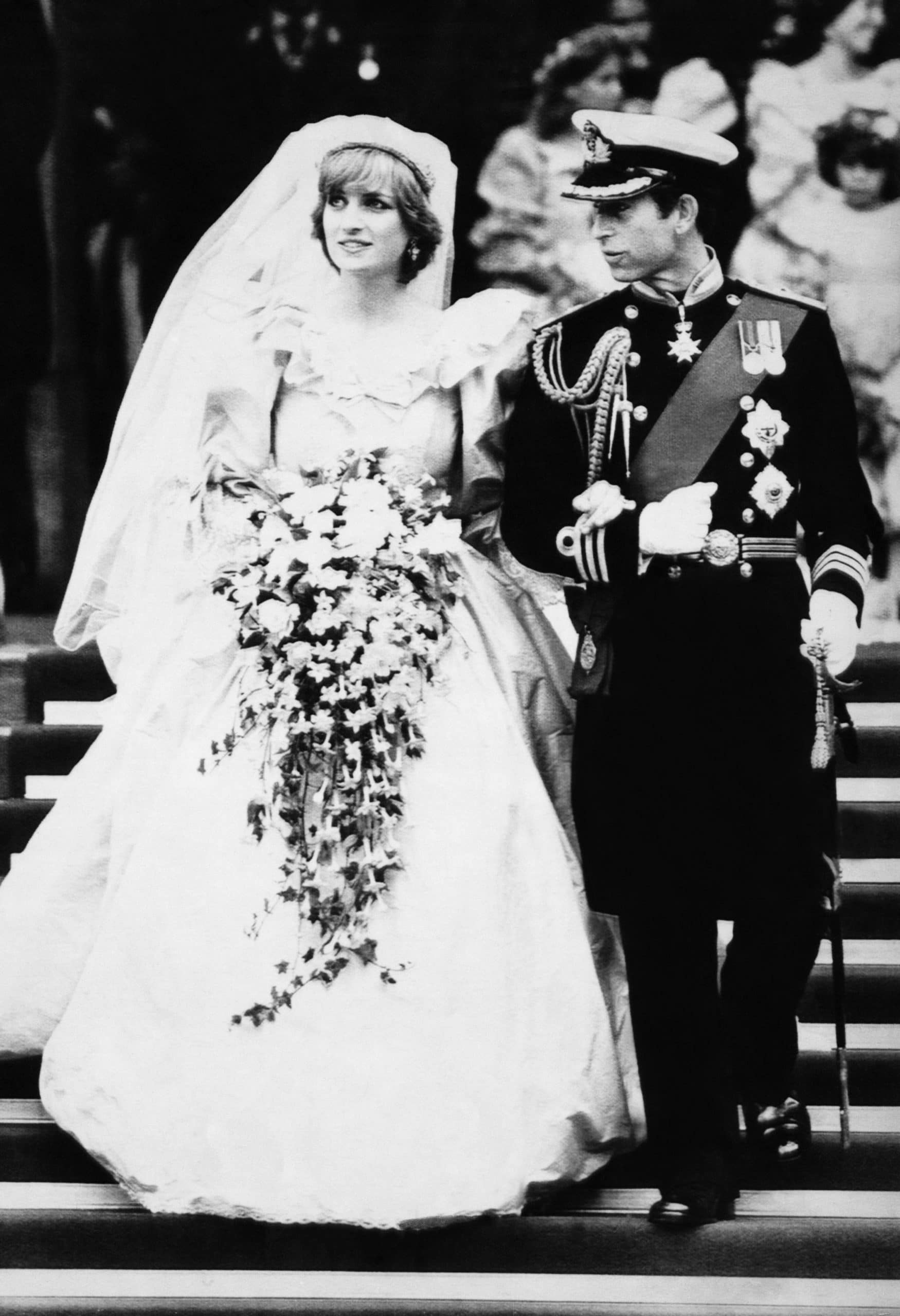 Princess Diana of Wales and Prince Charles of Wales, on their wedding day