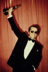 1975: JACK NICHOLSON holds up his Best Actor Oscar for ONE FLEW OVER THE CUCKOO'S NEST, 1976