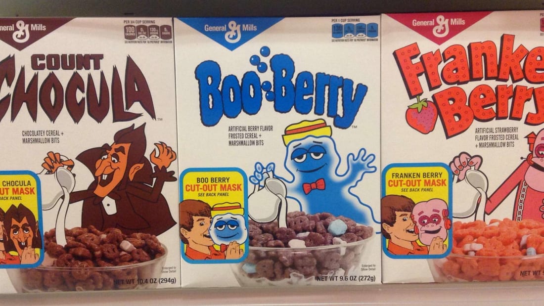 Original retro designs of the monster cereals