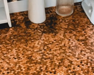 A floor full of thousands of pennies