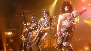 KISS became famous for its pyrotechnic displays and the band's intense makeup