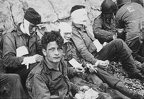 wounded soldiers on D-Day