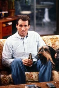 Ed O'Neill, with Buck the dog, 1987