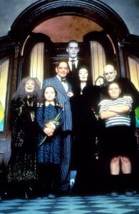 THE ADDAMS FAMILY, from left: Judith Malina, Christina Ricci, Raul Julia, Carel Struycken, Anjelica Huston, Christopher Lloyd, Jimmy Workman