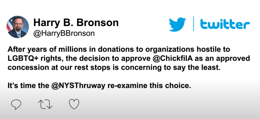 Twitter statement by Harry B. Bronson
