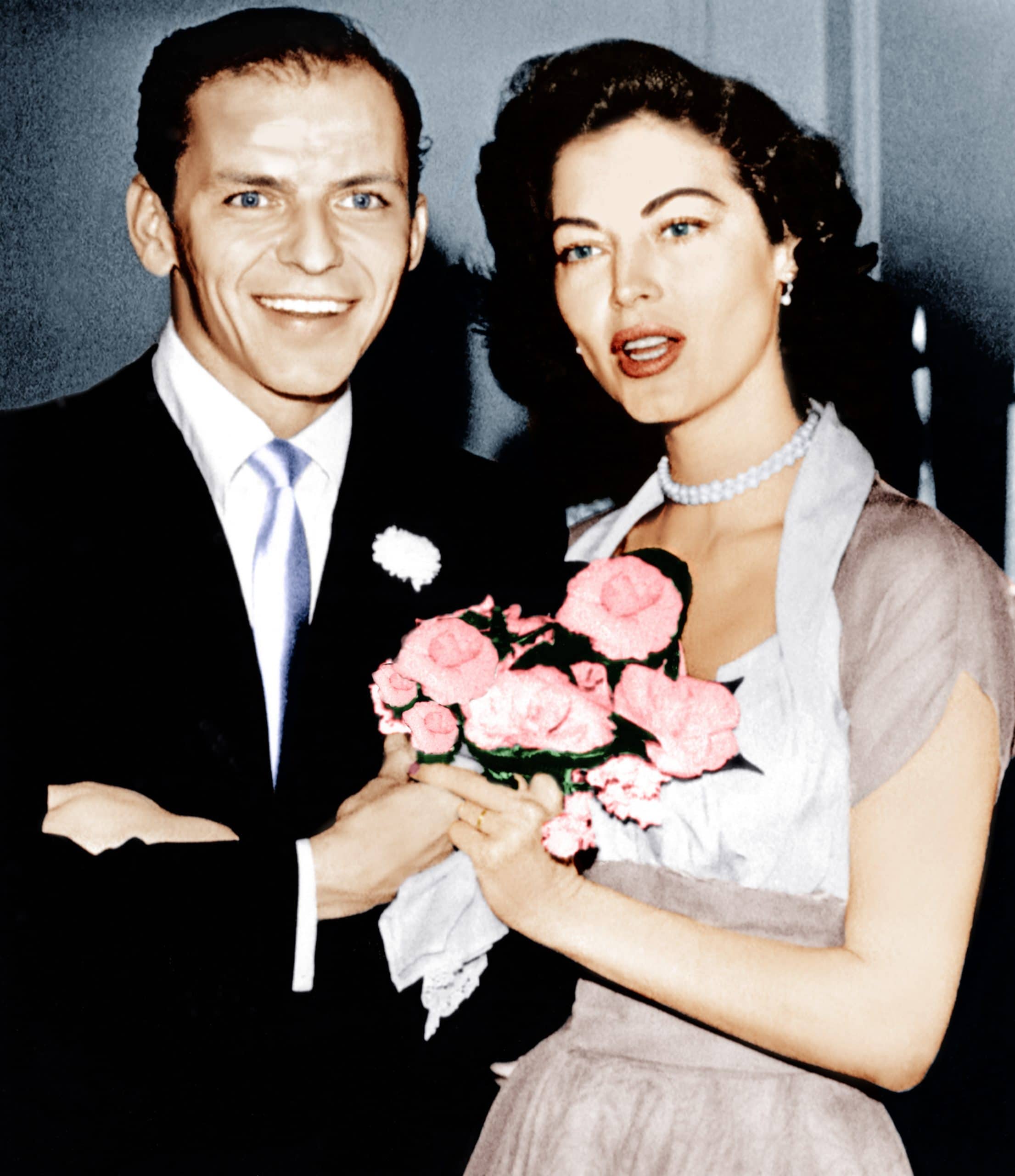 Frank Sinatra, Ava Gardner on their wedding day, 1951
