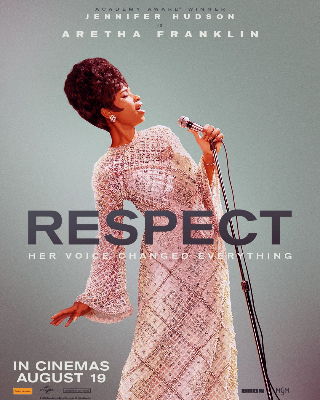 RESPECT, British poster, Jennifer Hudson as Aretha Franklin, 2021