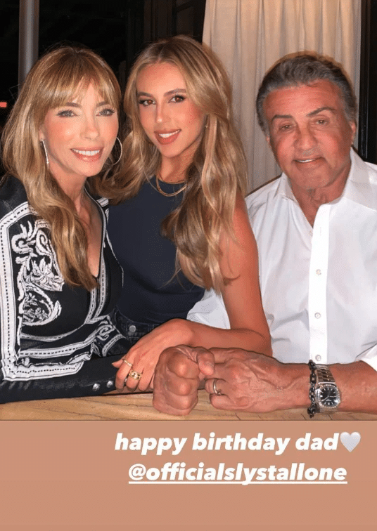 Sylvester Stallone, his wife, and his daughter 