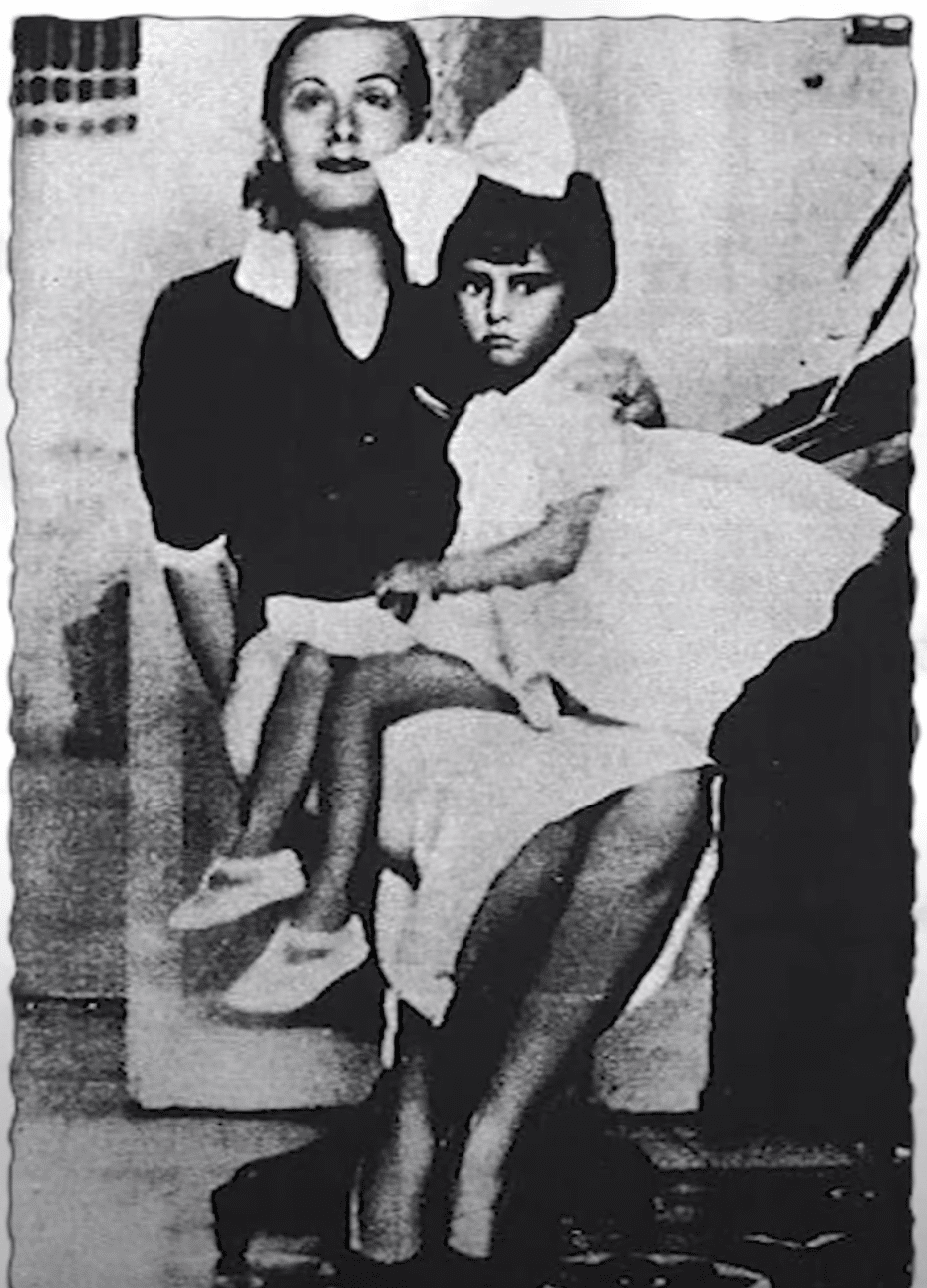 Young Sophia Loren with her mom