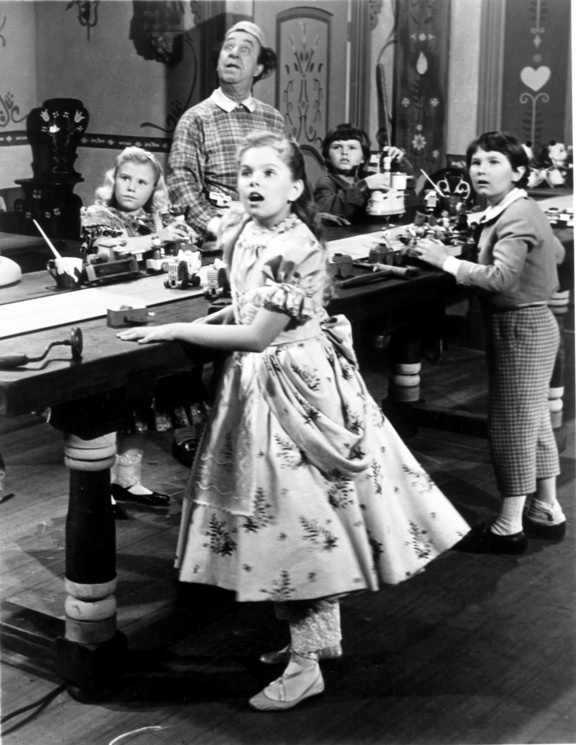 BABES IN TOYLAND, from left, front, Ann Jillian, Kevin Corcoran; back, Ed Wynn, 1961