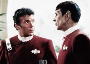 STAR TREK II: THE WRATH OF KHAN, from left, William Shatner, Leonard Nimoy